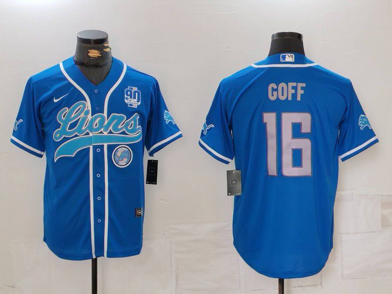 Men Detroit Lions #16 Goff Blue Second generation joint name 2024 Nike Limited NFL Jersey style 6